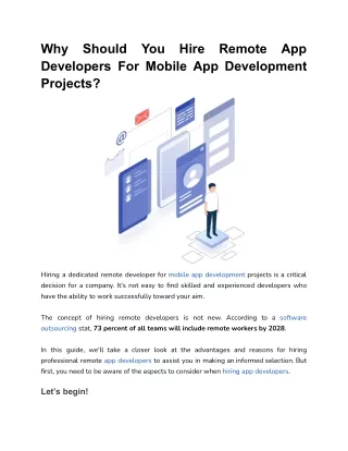 why developers for mobile app development projects