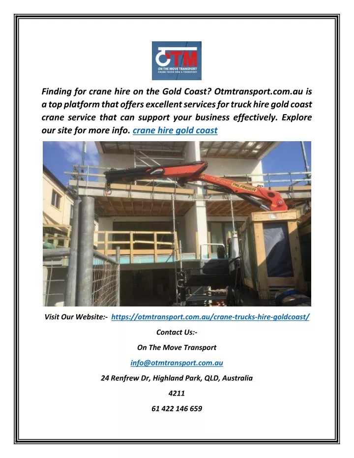 finding for crane hire on the gold coast