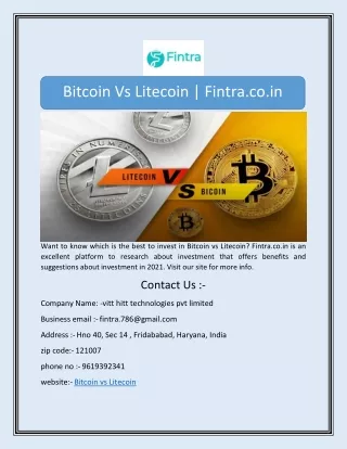 bitcoin vs litecoin fintra co in