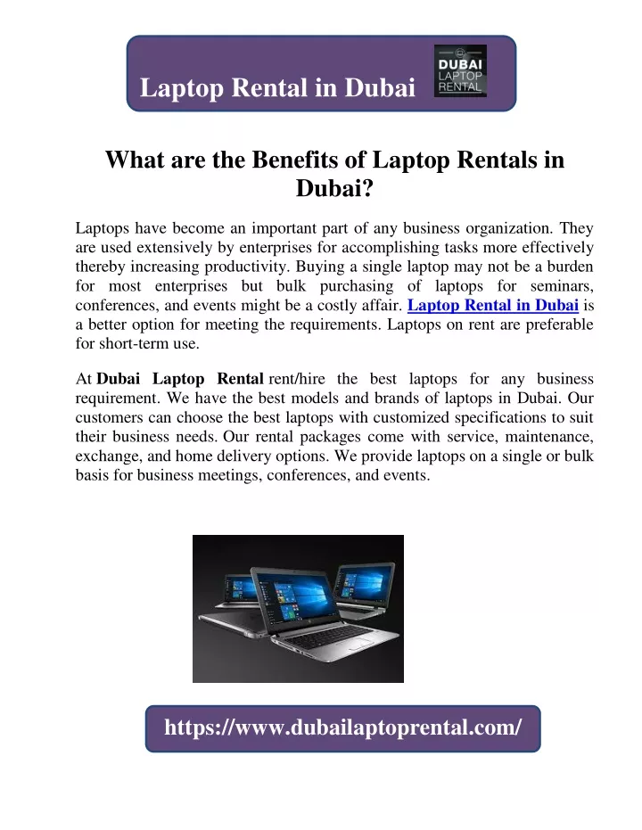 laptop rental in dubai