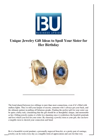 Unique Jewelry Gift Ideas to Spoil Your Sister for Her Birthday