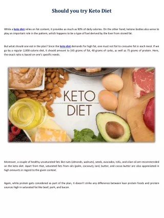 Should you try Keto Diet