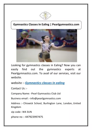 Gymnastics Classes In Ealing | Pearlgymnastics.com