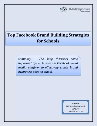Top Facebook Brand Building Strategies for Schools