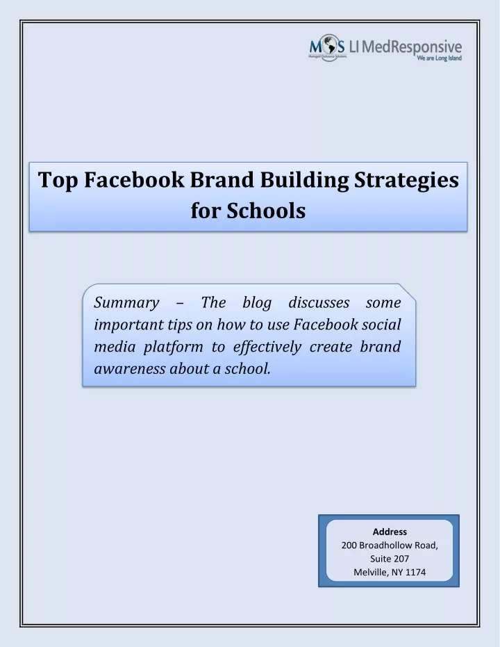 top facebook brand building strategies for schools