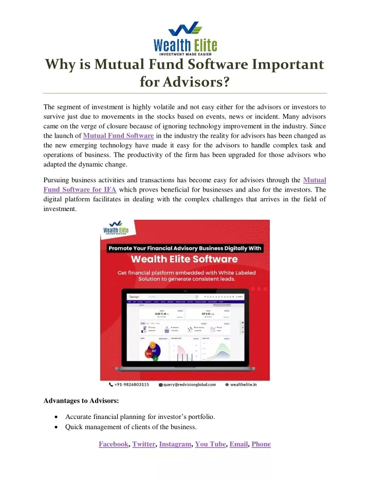 why is mutual fund software important for advisors