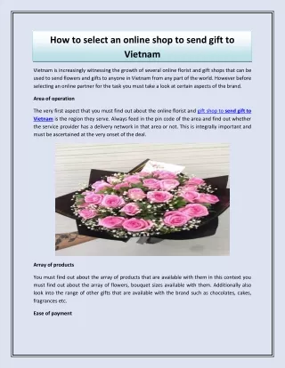 how to select an online shop to send gift