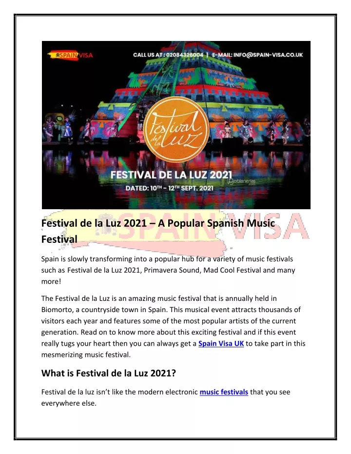 festival de la luz 2021 a popular spanish music