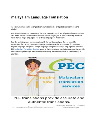 malayalam Language Translation