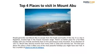 Top 4 Places to visit in Mount Abu