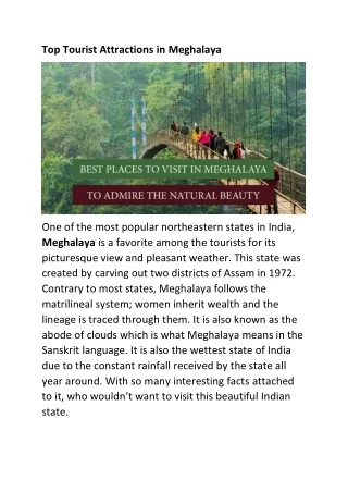 Top Tourist Attractions In Meghalaya