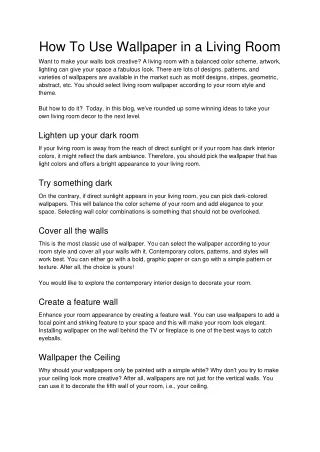 how to use wallpaper in a living room
