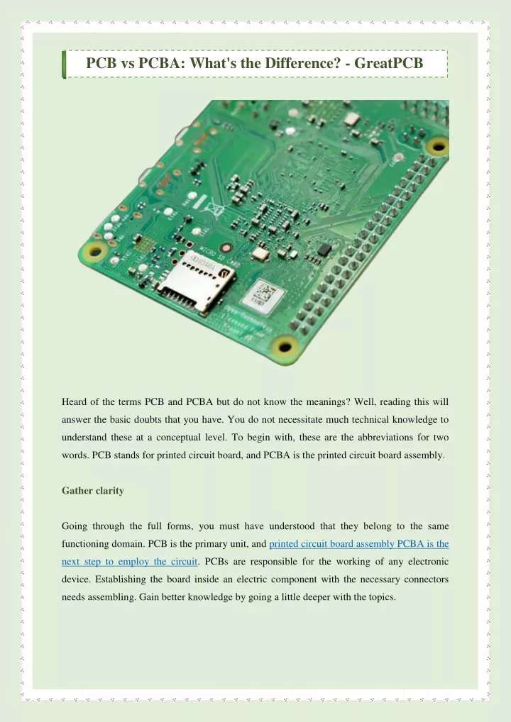 pcb vs pcba what s the difference greatpcb