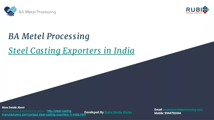 ba metel processing steel casting exporters in india