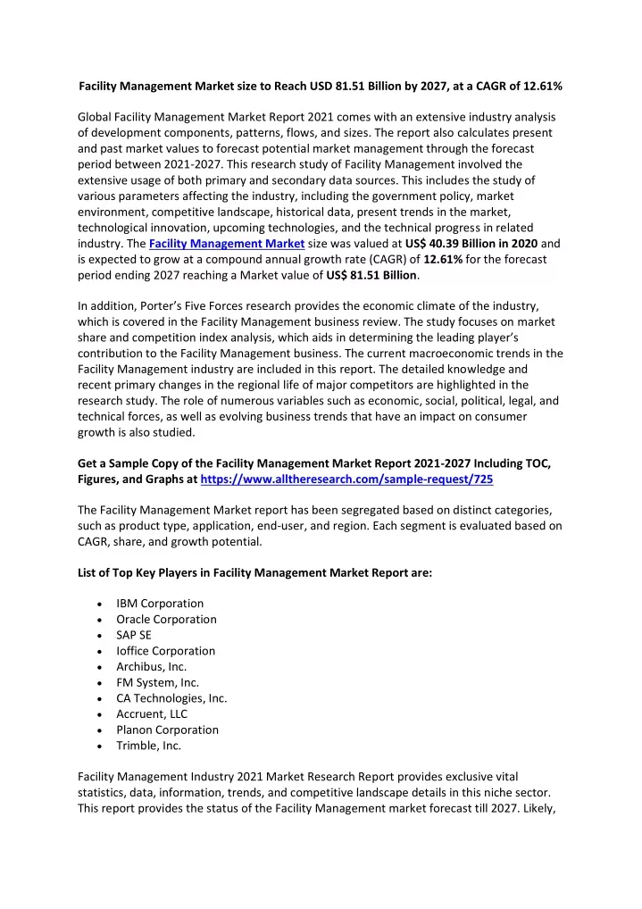 facility management market size to reach