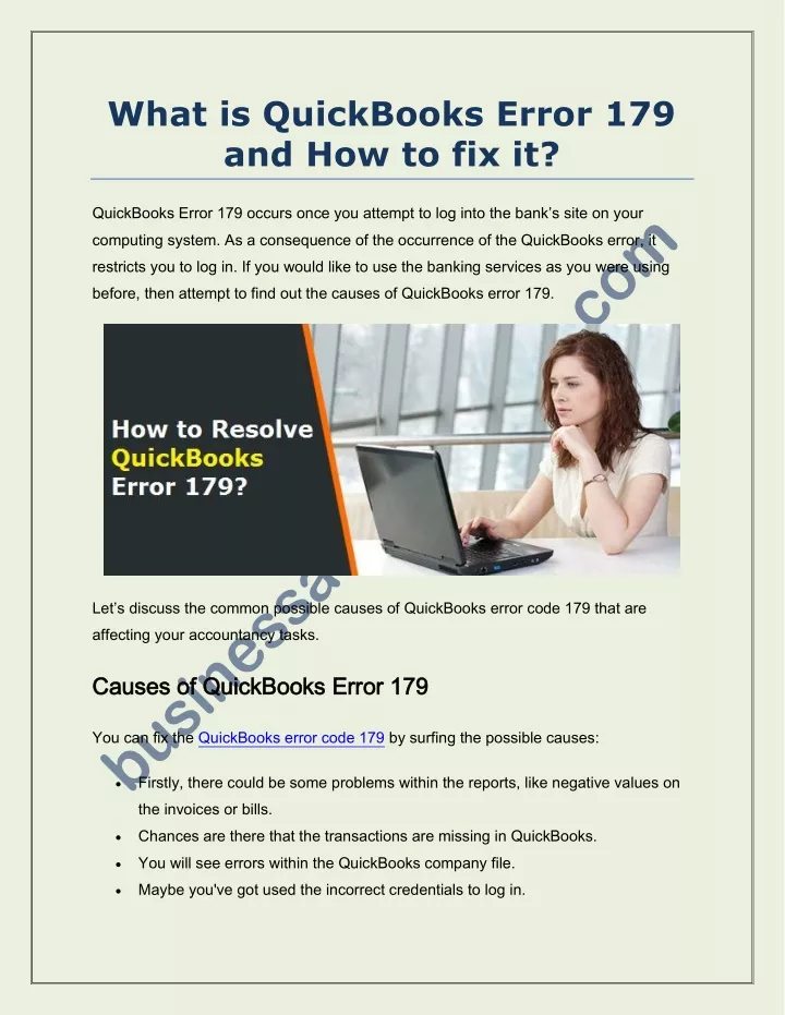 what is quickbooks error 179 and how to fix it