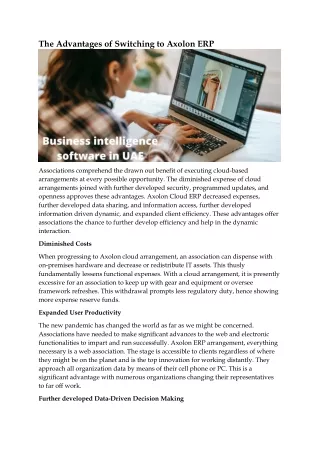 the advantages of switching to axolon erp