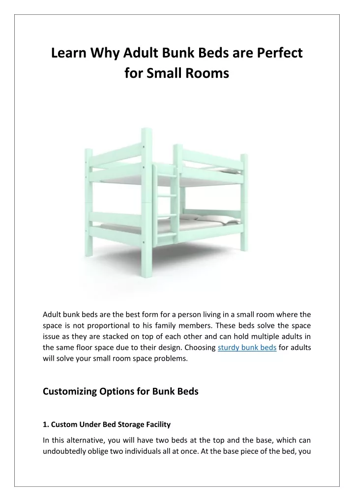 learn why adult bunk beds are perfect for small