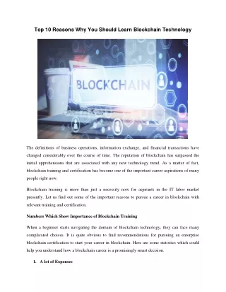 Top 10 Reasons Why You Should Learn Blockchain Technology