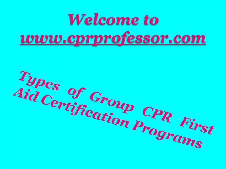 welcome to www cprprofessor com