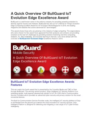A Quick Overview Of BullGuard IoT Evolution Edge Excellence Award
