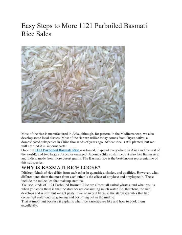 easy steps to more 1121 parboiled basmati rice