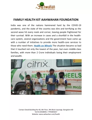 Health on Wheels Aahwahan Foundation