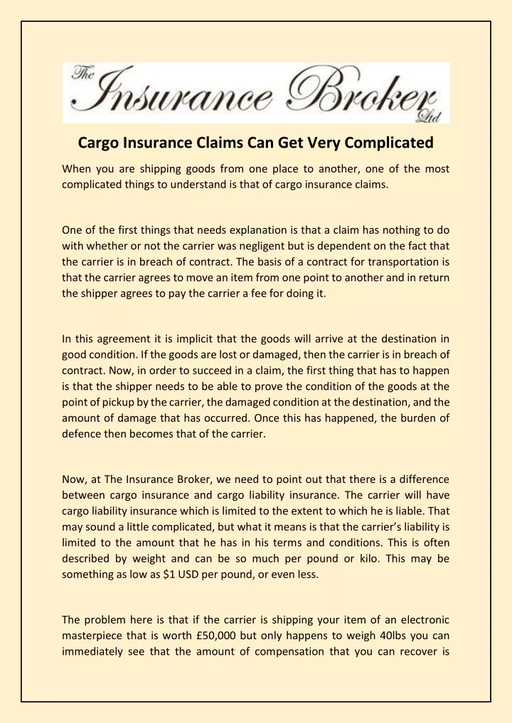 cargo insurance claims can get very complicated