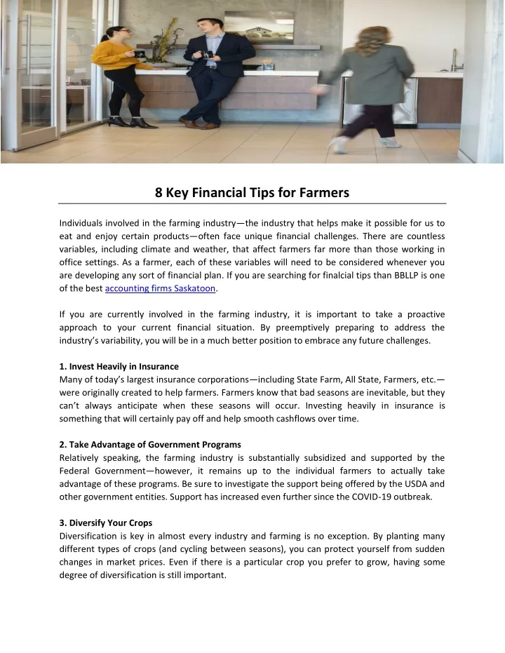 8 key financial tips for farmers individuals
