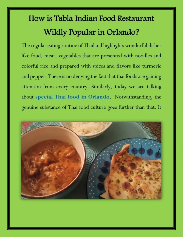 PPT How is Tabla Indian Food Restaurant Wildly Popular in Orlando