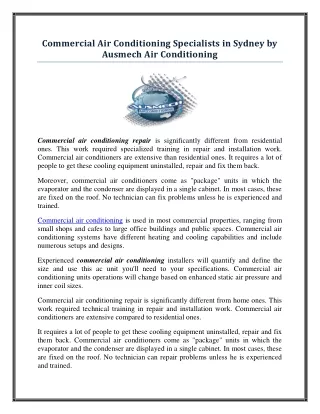 commercial air conditioning specialists in sydney