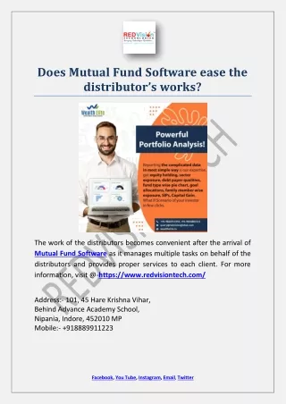 does mutual fund software ease the distributor
