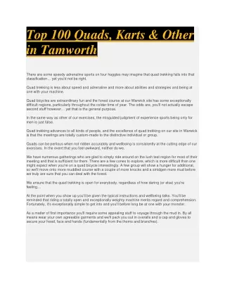 Top 100 Quads, Karts in Tamworth