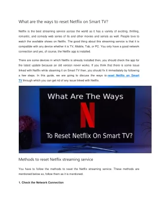 What are the ways to reset Netflix on Smart TV?