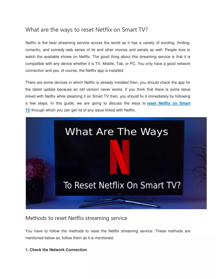 what are the ways to reset netflix on smart tv