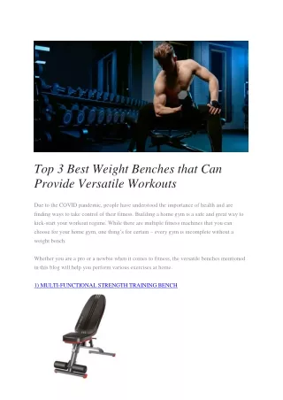 Top 3 Best Weight Benches that Can Provide Versatile Workouts - Fitness World