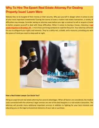 why to hire the epxert real estate attorney