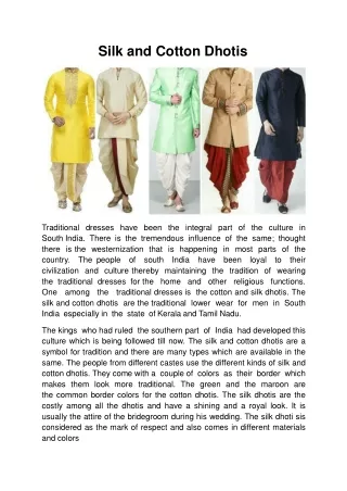 Silk and Cotton Dhotis