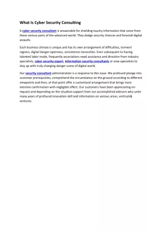 what is cyber security consulting