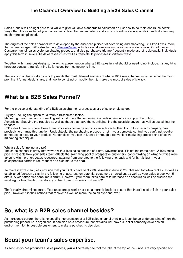 the clear cut overview to building a b2b sales