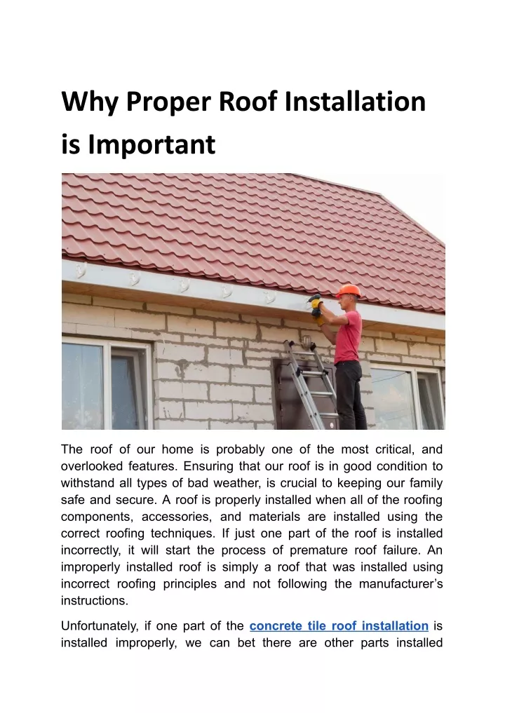 why proper roof installation is important