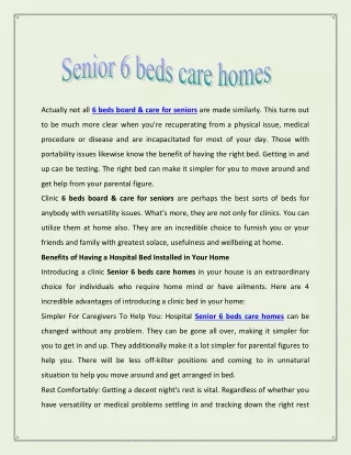 Senior 6 beds care homes