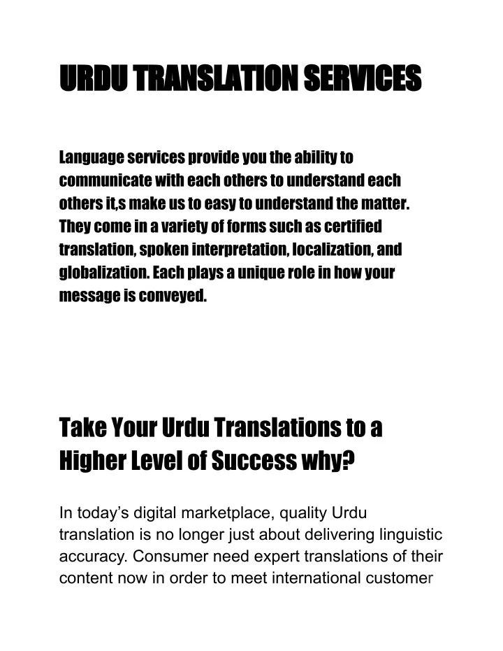 urdu translation services