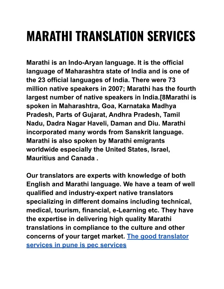marathi translation services