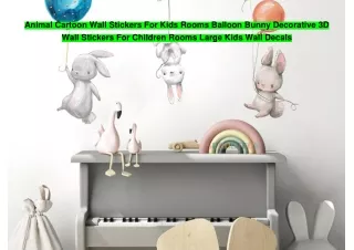 Animal Cartoon Wall Stickers For Kids Rooms Balloon Bunny Decorative 3D Wall Stickers For Children Rooms Large Kids Wall