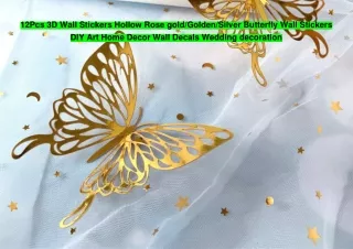 12Pcs 3D Wall Stickers Hollow Rose gold/Golden/Silver Butterfly Wall Stickers DIY Art Home Decor Wall Decals Wedding dec