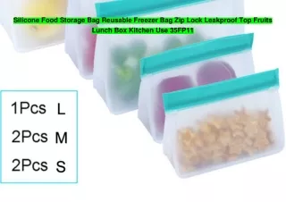 Silicone Food Storage Bag Reusable Freezer Bag Zip Lock Leakproof Top Fruits Lunch Box Kitchen Use 35FP11