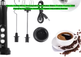 Electric Coffee Mixer Rechargeable Milk Shaker Maker Frother Foamer USB Charging Egg Beater Handheld 3-Speed Adjustable