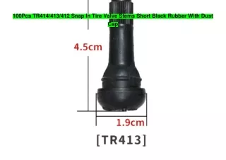 100Pcs TR414/413/412 Snap In Tire Valve Stems Short Black Rubber With Dust Cap