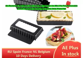 4in Rectangle Non-Stick cake mold Mini Tart Pan for Mini Pie Pan Removable Bottom Nonstick Quiche Pans Heavy Duty Pizza